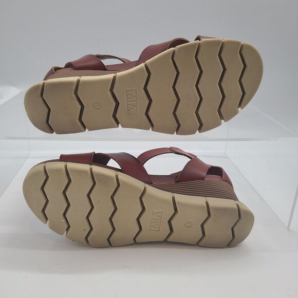 NWOB  MIA Lauri Wedge Sandal Cognac Size 10M - Picture 6 of 8